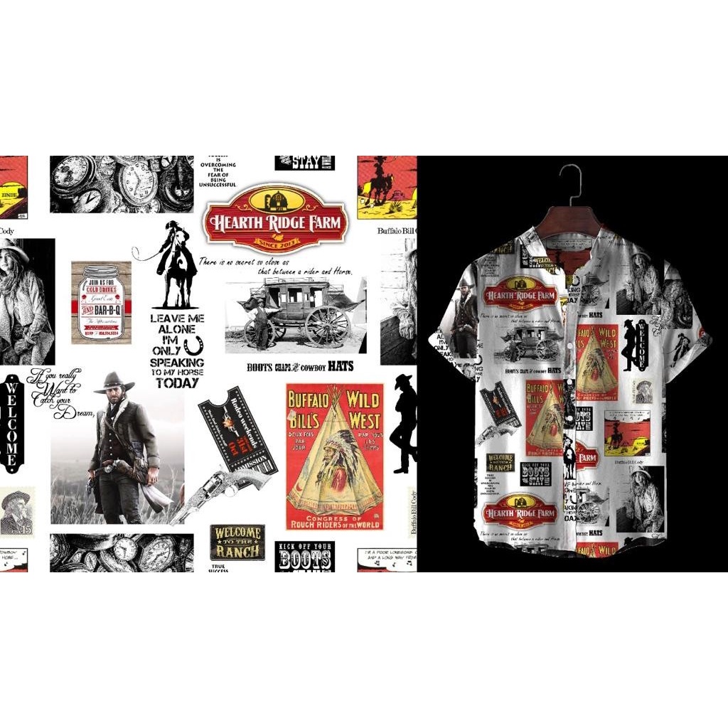 Kemeja Pria/Wanita Original Motif Hawai Kemeja Pantai Motif Full Printing Katun Rayon Abstrak Vintage Kemeja Lengan Pendek Casual