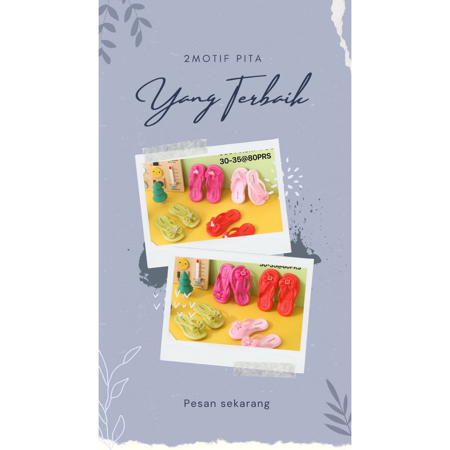 SANDAL JEPIT ANAK PEREMPUAN MOTIF 2 PITA BONEKA MERK BALANCE 8001-A1 UK 24/35 SANDAL ANAK PEREMPUAN