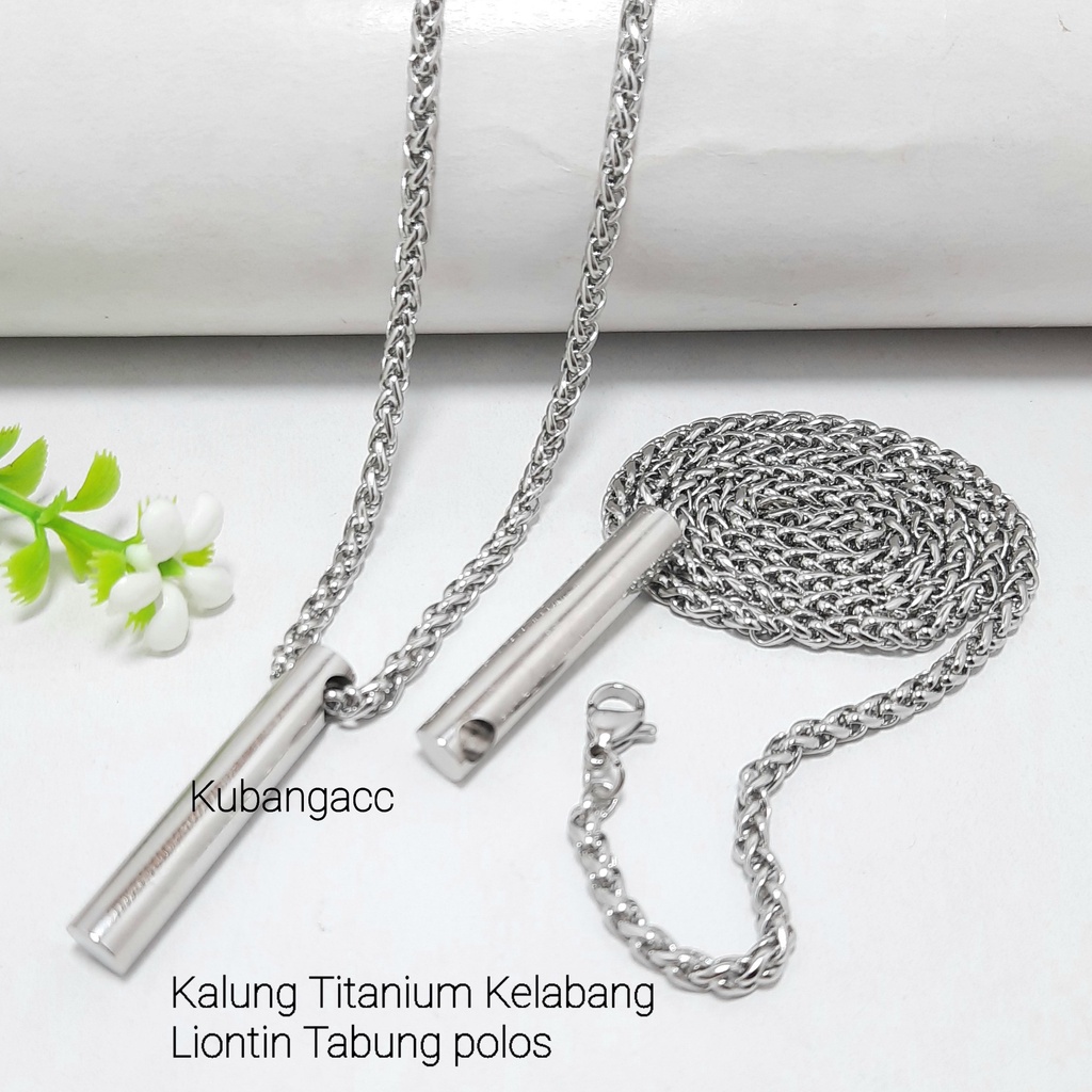 Rantai Kalung Pria Kelabang Liontin Tabung Polos Kalung Titanium Anti Karat Kalung Titanium Murah