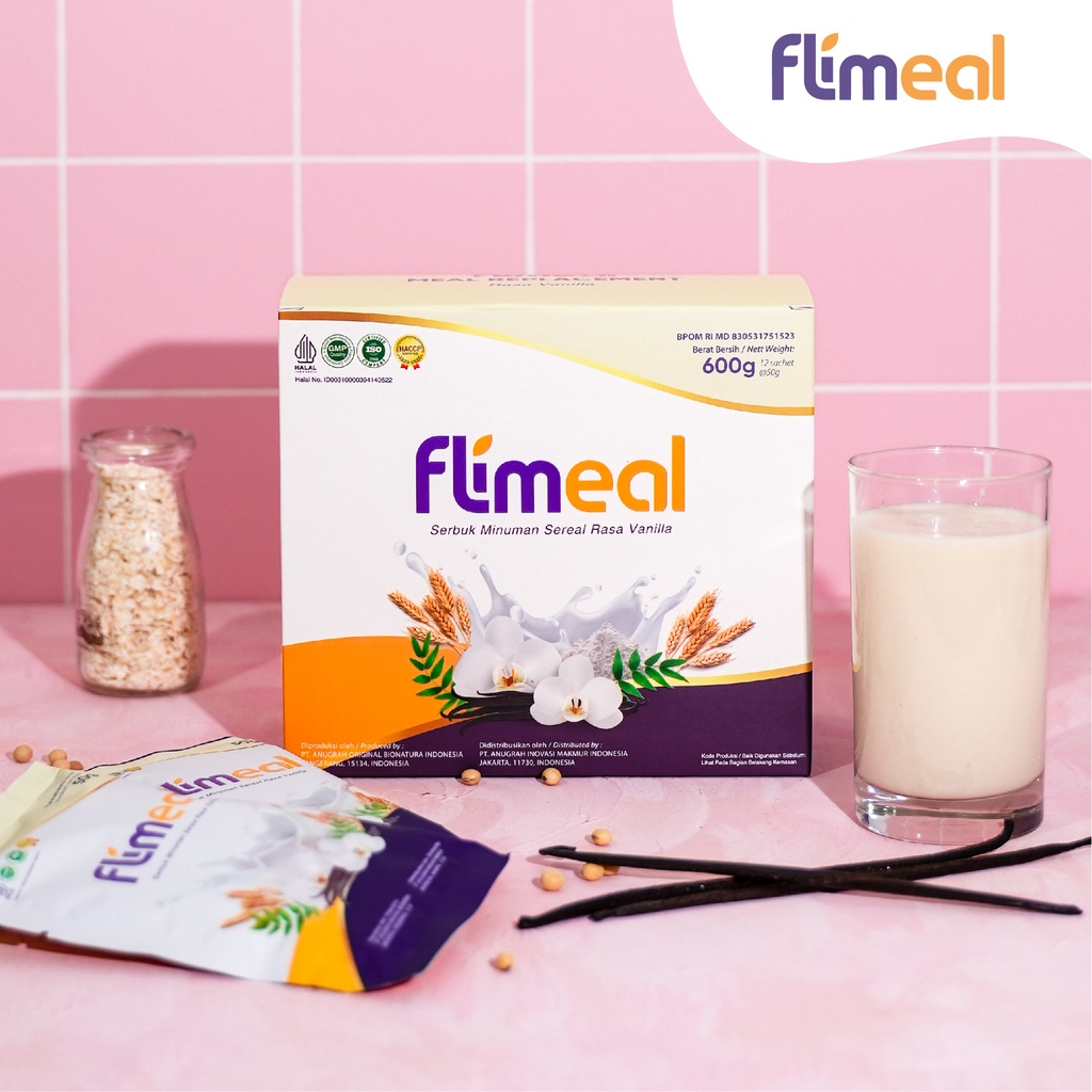 Flimeal (Meal Replacement) - 1 Box (Isi 12 Sachet) - Vanilla Surabaya