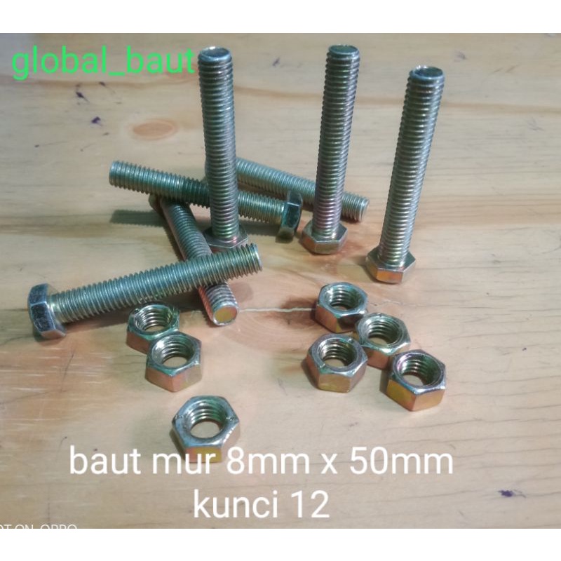baut mur 8mm x 50mm kunci 12
