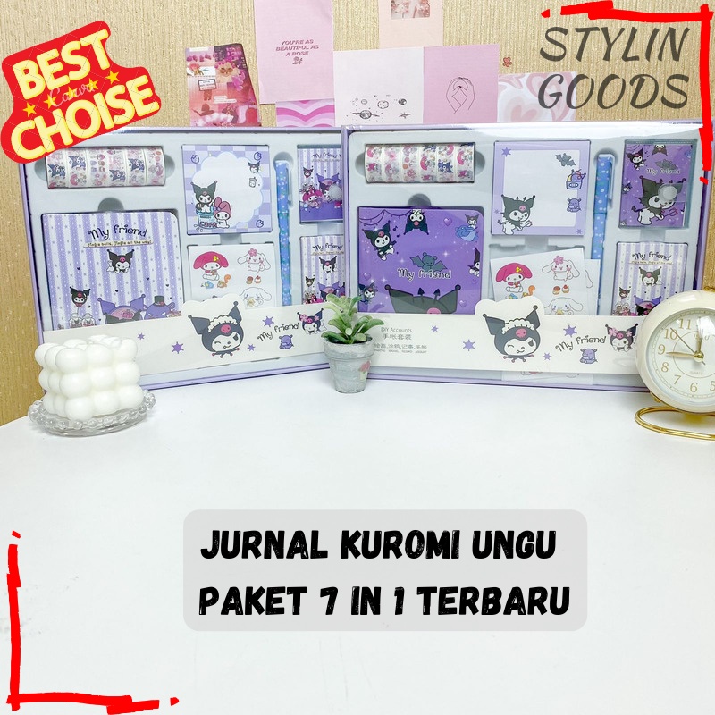 

BOX SET JURNAL 7 IN 1 MOTIF KUROMI WARNA UNGU 2 VARIAN JOURNAL BOOK NOTEBOOK DIARY STATIONERY ALAT TULIS BUKU LENGKAP SOUVENIR GIFT HADIAH LUCU