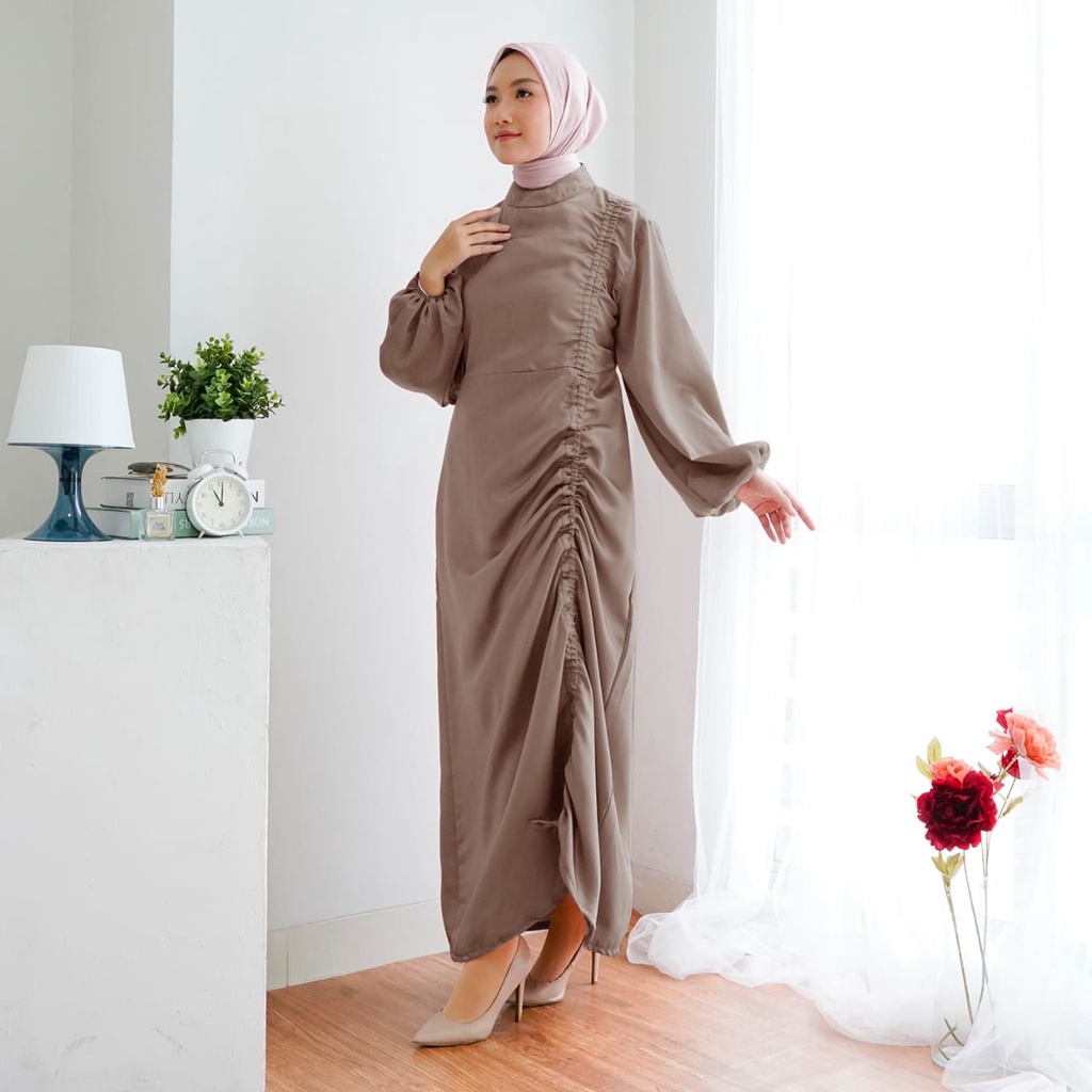 dress full serut long//dress silk kondangan bridesmaid//gamis