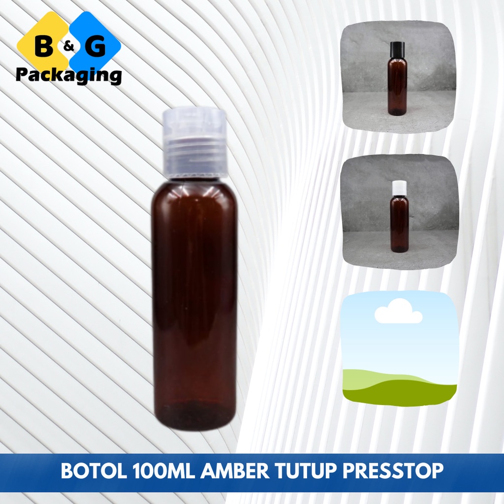 BOTOL 100ML AMBER PRESSTOP BENING / BOTOL PLASTIK 100ML PRESSTOP WADAH ISI ULANG