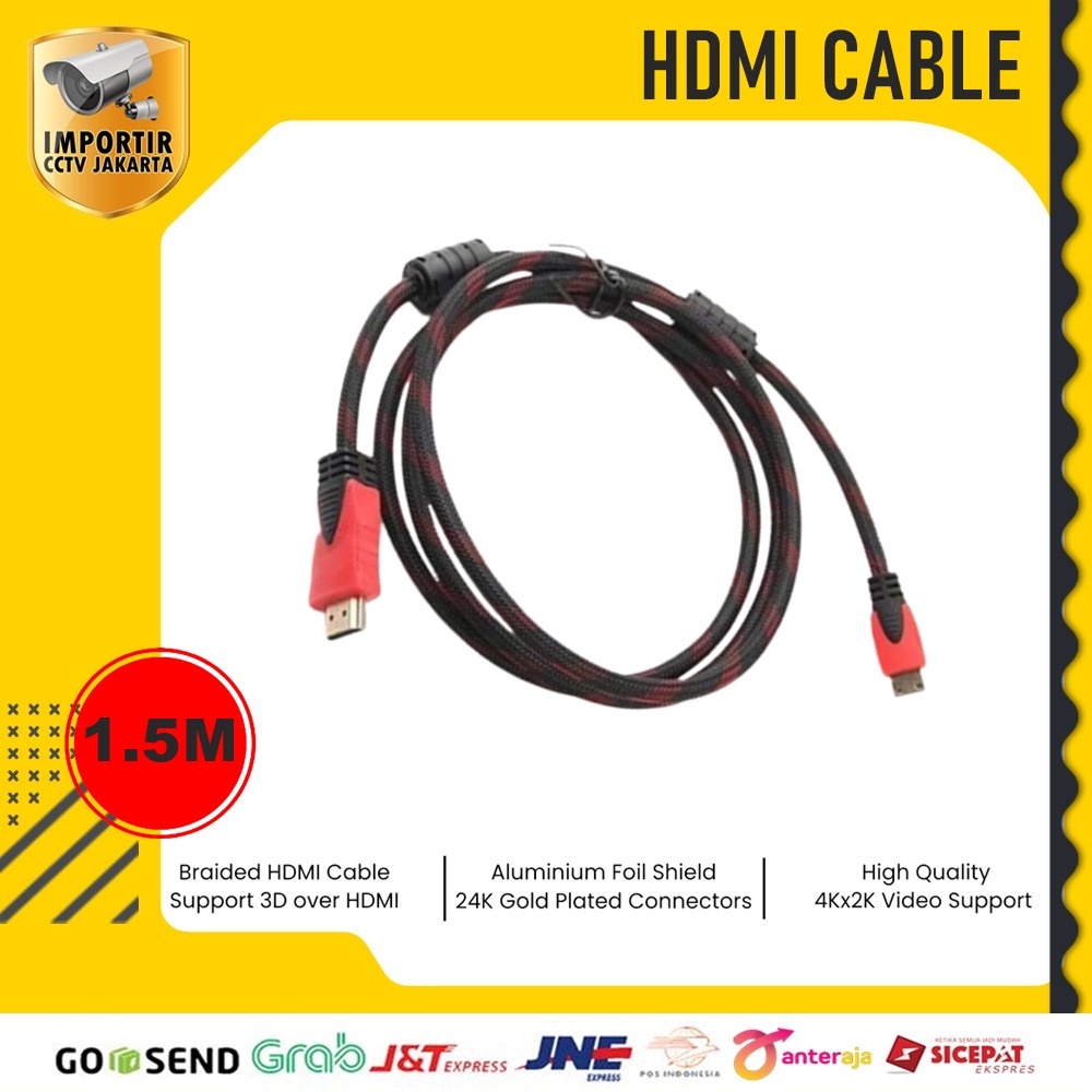 Kabel HDMI to HDMI serat Jaring 1.5M