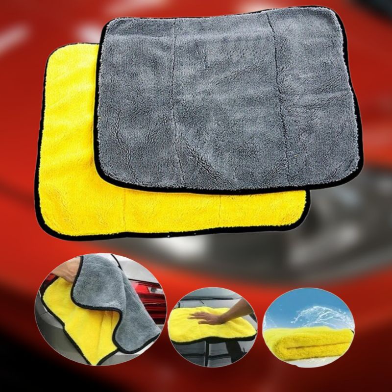 Lap Kain Detailing KUNING HITAM Microfiber 500gsm Wax Mobil Motor Halus