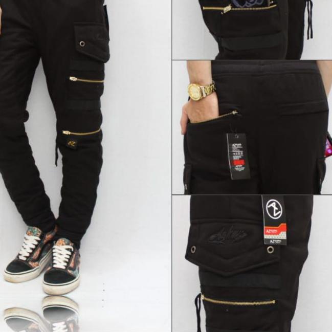✲ celana Jogger double zipper / celana Jogger pria/celana Jogger pants ○
