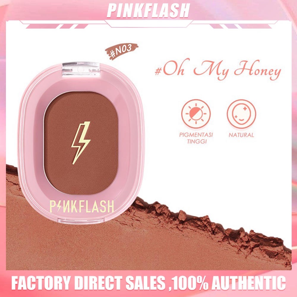 PINKFLASH OhMyPinkFlash OhMyHoney Make Up Blush On Cheek Lit Pressed Blusher Soft Powder Naturally Pigmented N03