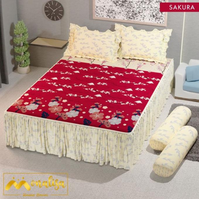 MURAH Sprei Rumbai MONALISA 160 180 Queen King Motif Bunga Jepang SAKURA
