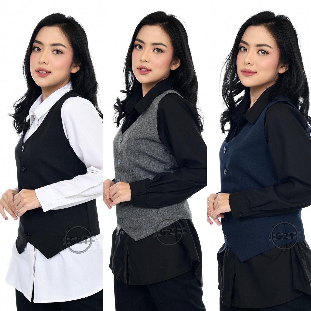 Rompi Vest Jas Wanita Formal Hitam Slimfit Kerja Kantor Premium High Quality Rompi Wanita Formal Rompi Vest Wanita Formal Rompi Jas Wanita Rompi Formal Rompi Kerja Rompi Hitam Vest Hitam 01