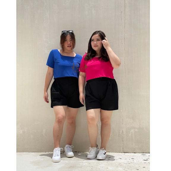 HARGA BERSAHABAT SQUARE NECK CROP TOP BIGSIZE (PREMIUM) ( Atasan Jumbo / Top BigSize / Top Premium /