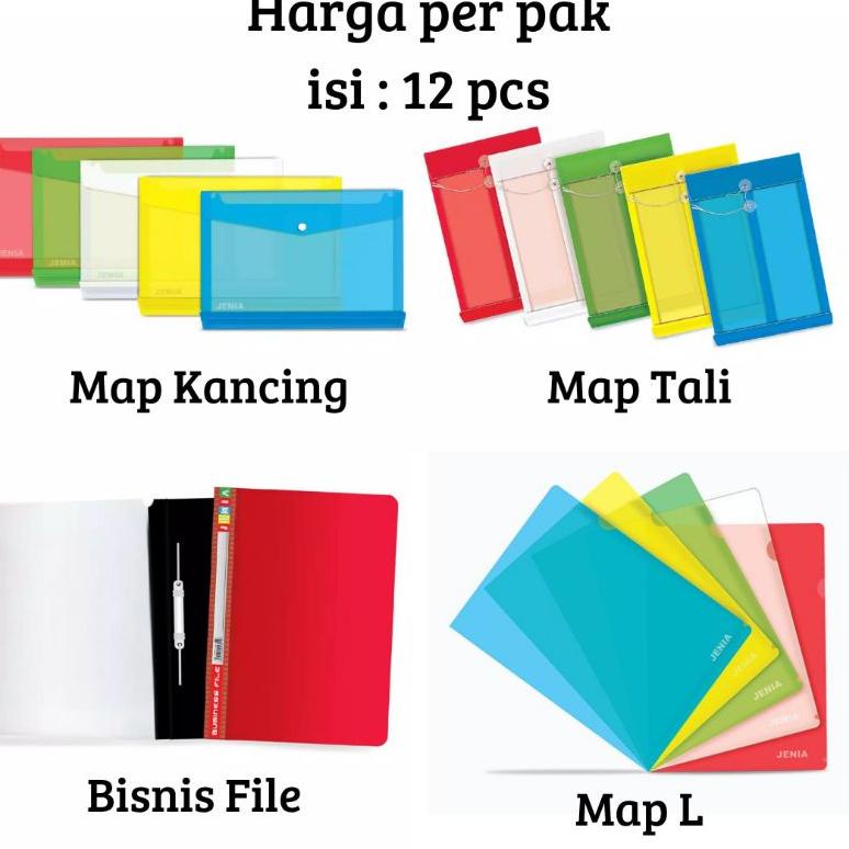 

Terlaris (12 pcs) Map plastik folio , Map kancing / Map bisnis file /Map Tali / Map L / clear sleaves