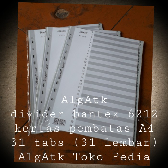 

Terlaris Bantex. Kertas Dividier Angka. Kertas Pembatas A4. Nr.6212.