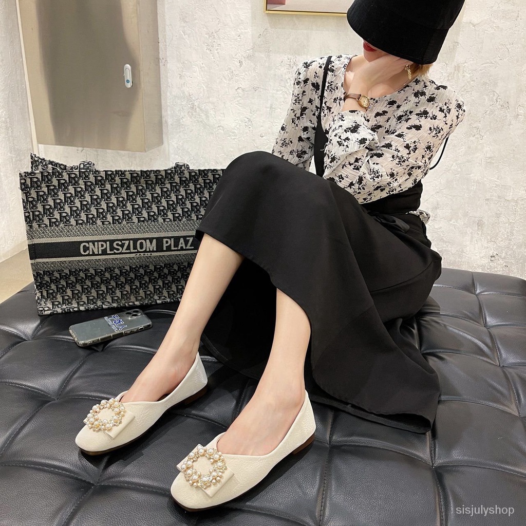 [✅BISA COD] #Sisjuly# Sepatu tunggal wanita versi Korea baru mulut dangkal sepatu datar kepala perse