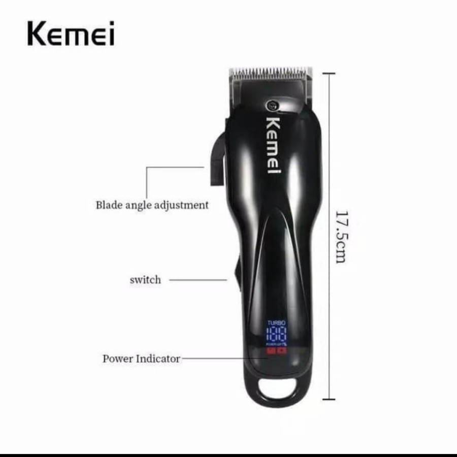 MESIN CUKUR RAMBUT PORTABLE KEMEI KM-1929 HAIR CLIPPER PROFESIONAL LED DISPLAY BERGARANSI