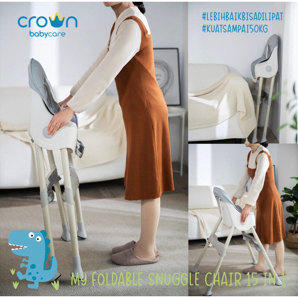 CROWN BABY CARE CR018 MY SNUGGLE CHAIR CR228 MY FOLDABLE SNUGGLE CHAIR 15IN1 KURSI MAKAN BAYI DAPAT DILIPAT