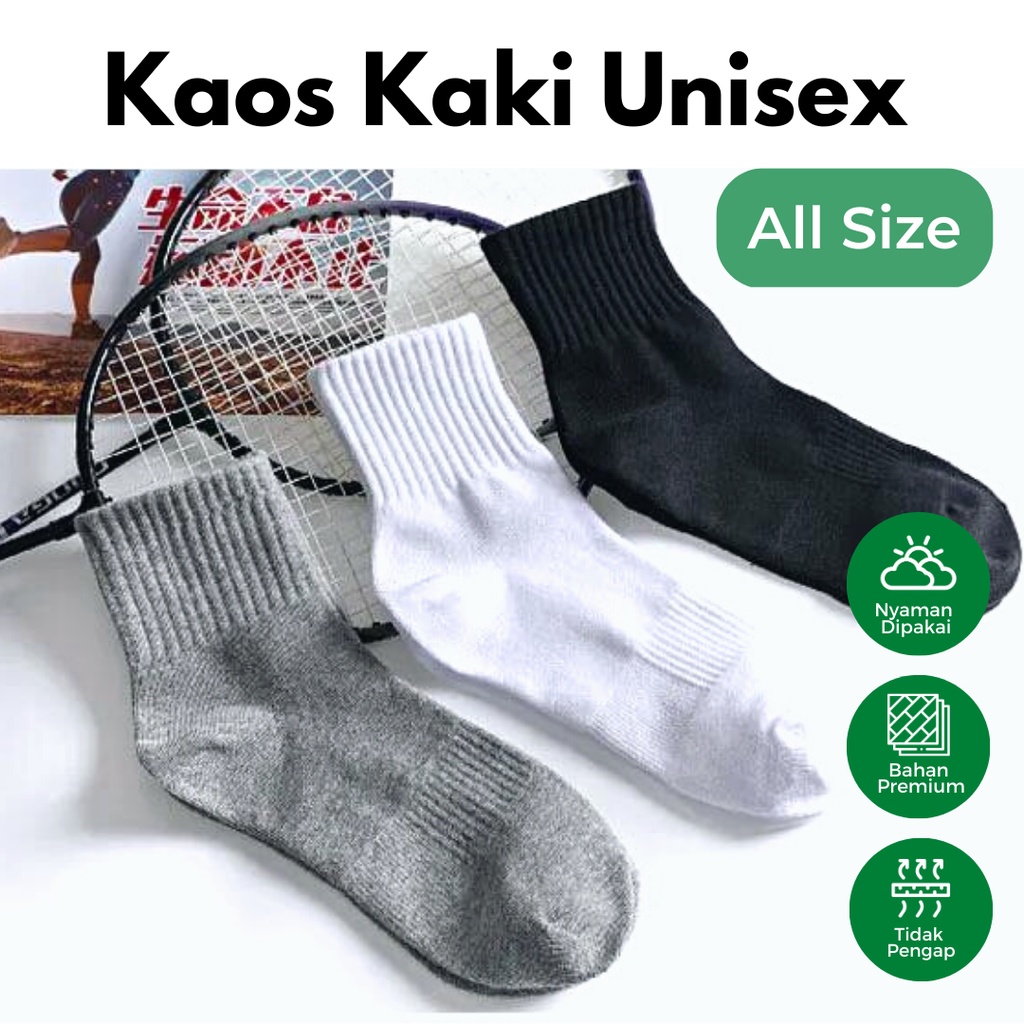 KAOS KAKI OLAHRAGA / SPORT SOCKS / ANGKLE SOCKS POLOS TEBAL PRIA WANITA DEWASA MURAH