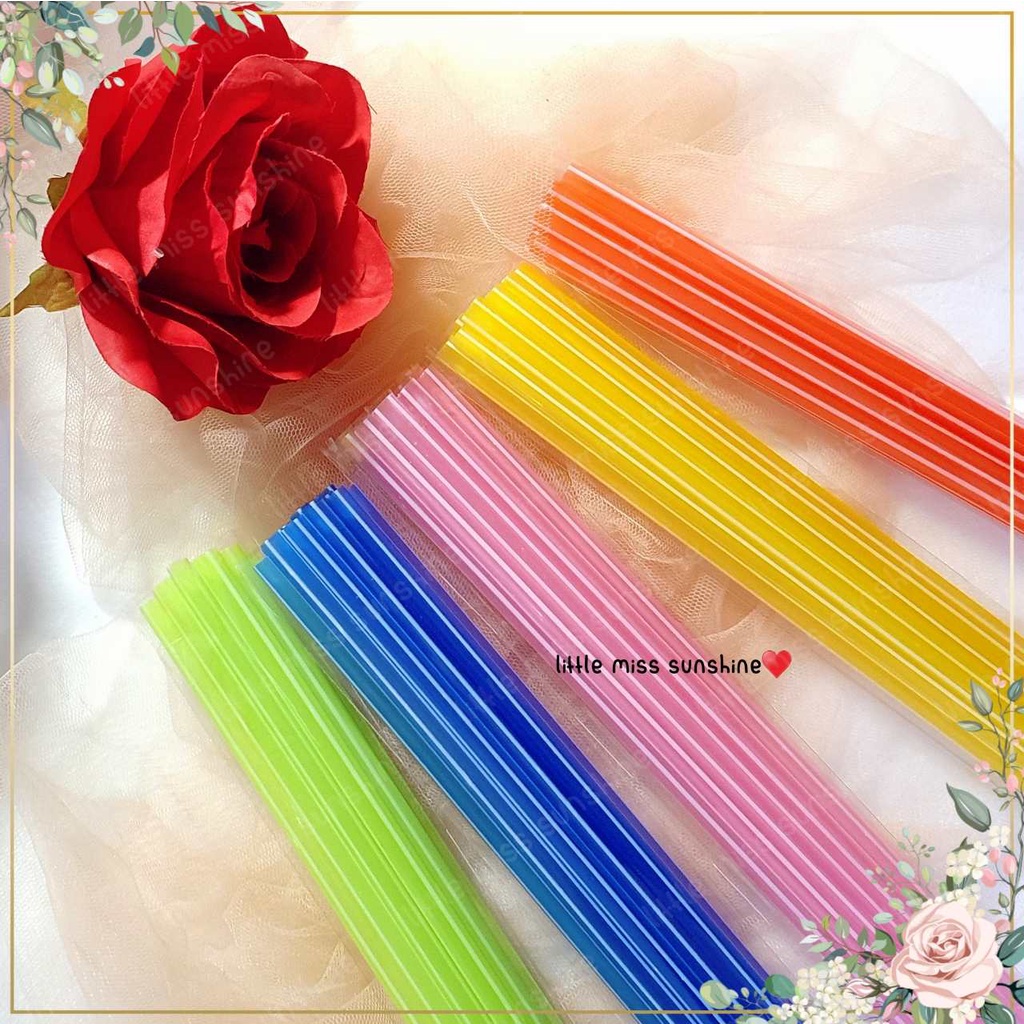 Sedotan isi 12pcs Plastic Straw Plastik High Quality Stripes Red Merah Yellow Kuning Pink Merah Muda Blue Biru Green Hijau Prakarya Kesenian Sekolah Bahan Kuat Anti Robek Grosir termurah Little miss Sunshine Plastic Siap Kirim Instan Malang