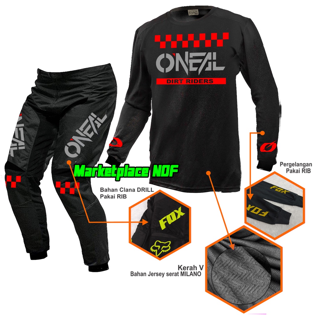 jersey trail adventure Motor Motocross cross baju mx Hitam set celana tril cros Trabas desain custom