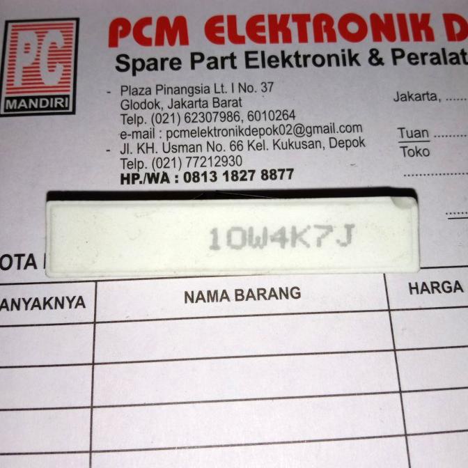 R 10w 4K7 10W4K7J 4.7Kohm 10 watt 4.7 Kohm 4.7K Resistor Kapur 10watt pcmelektrob9090 Ayo Beli