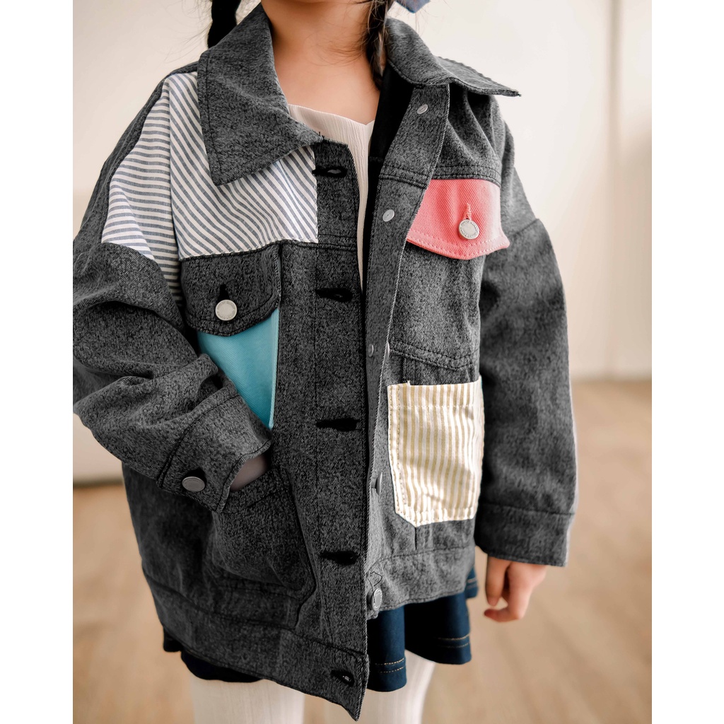 VALID DENIM JACKET | Jaket Denim Anak | Jaket Colorful Anak | Jaket Denim Anak Unisex | Jaket Jeans Anak Oversized | Jaket anak bordir patch