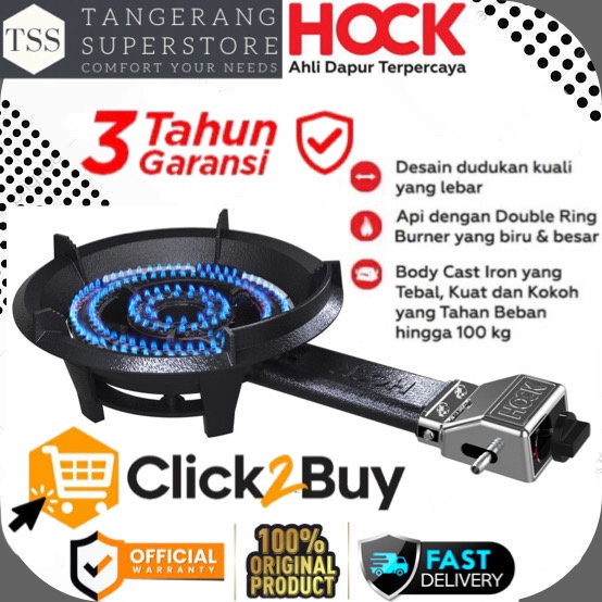KOMPOR GAS 1 TUNGKU HOCK HC102CL HC-102CL HC 102 CL CAST IRON LOW PRESSURE COOKER HOCK