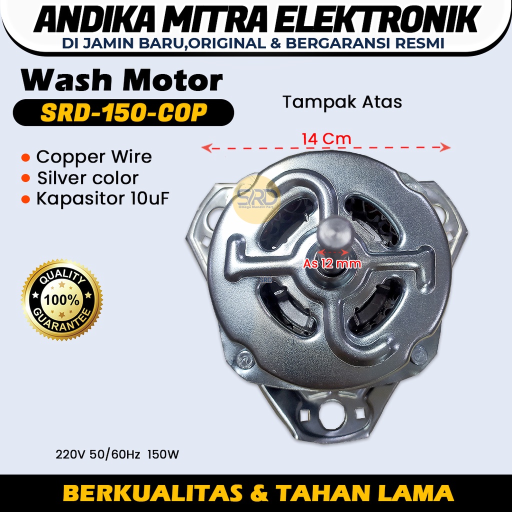 (E) Dinamo Tembaga Wash Motor Mesin Cuci As 12mm SRD 150 COP Semua Merk Mesin Cuci Berkualitas dan Tahan Lama