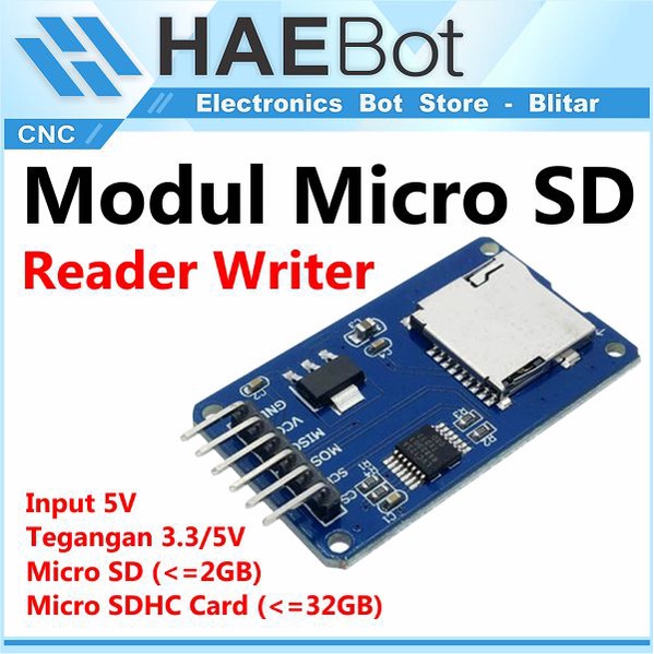 [HAEBOT] Module Micro SD SDHC Card Reader Writer Baca Tulis Kartu SD Arduinoo Modul