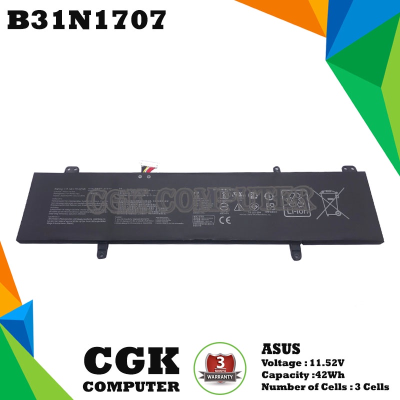 Baterai Laptop Asus Vivobook S14 A411U S410UN S410UQ S410NF X411U B31N1707