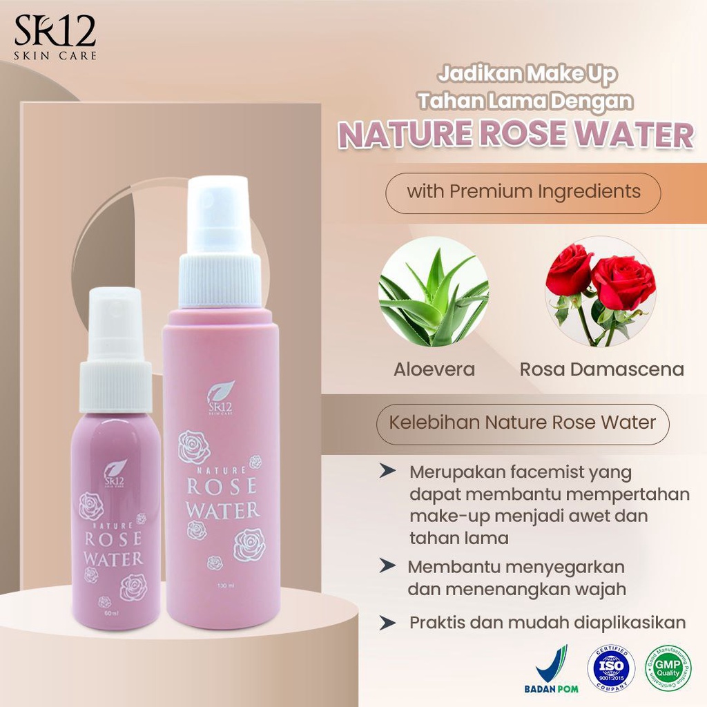 NATURE ROSE WATER SR12 / MELEMBABKAN KULIT WAJAH / MEMBANTU MAKE UP TAHAN LAMA / MENYEGARKAN KULIT