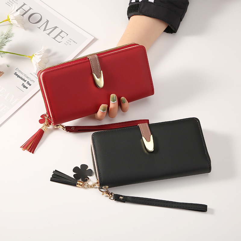 ASIN829 Dompet wanita long zipper fashion coin wallet fashion wallet multifungsi folding wallet JJ-912 imported thin type ladies folding wallet Dompet tombol panjang