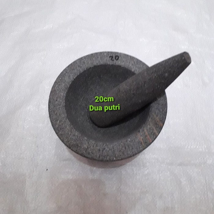 Terlaris Lumpang Bubut Batu Asli 20Cm+Alu