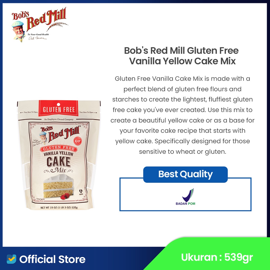 

Bob’s Red Mill Gluten Free Vanilla Yellow Cake Mix 539 gr (premix instant)