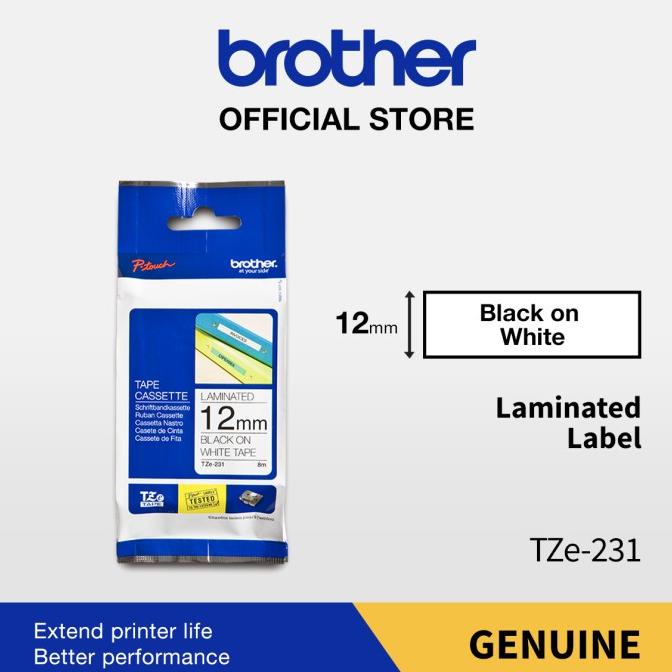 

Brother Label Tape TZE-231 12MM Black On White TZe231