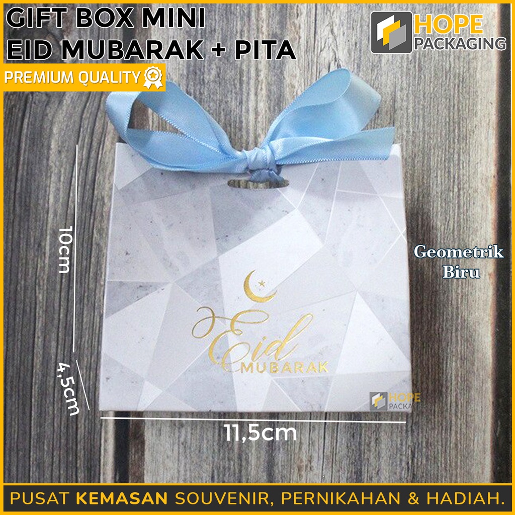 Gift Box Mini Lebaran + Pita / Paper Bag Marmer / Tas Souvenir Hadiah Idul Fitri/ Box Hampers Lebaran