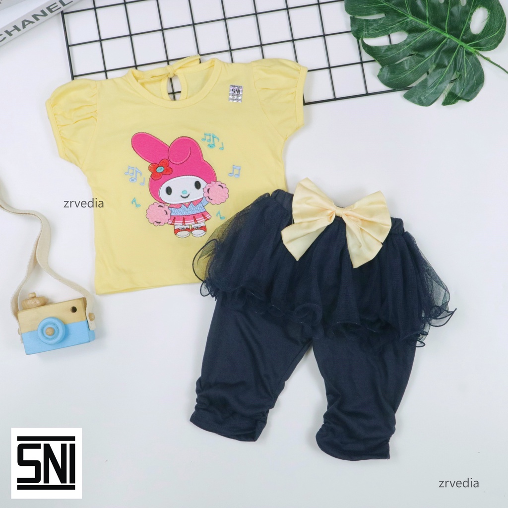 (SNI) Setelan Nikita uk 1-2 Tahun / EXPORT Quality Baju Anak Perempuan Kaos Lengan Pendek Celana Panjang Polos Kiosbalitaaprillia