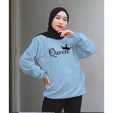 Kaos Lengan Panjang QUEEN / Kaos Sweatshirt / Atasan Wanita / Atasan Wanita Lengan Panjang