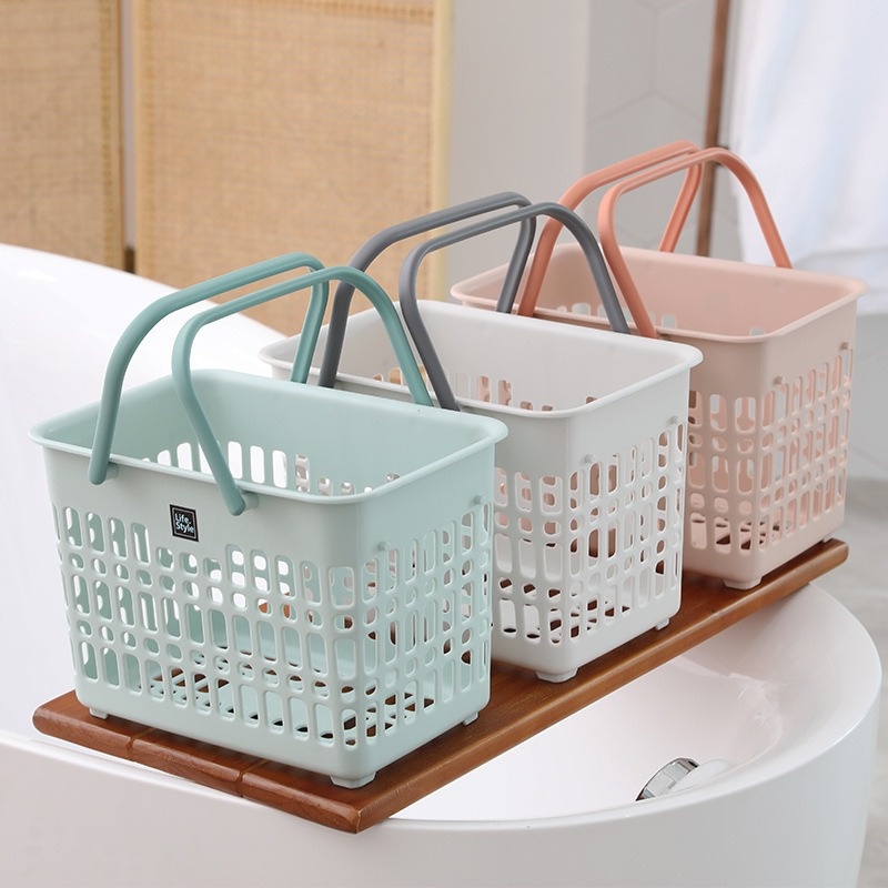 FYGALERY HL0348 Keranjang Plastik Serbaguna Dengan Pegangan Keranjang Penyimpanan Buah Sayur Tempat Sabun Mandi Box Storage Basket With Handles Multifungsi