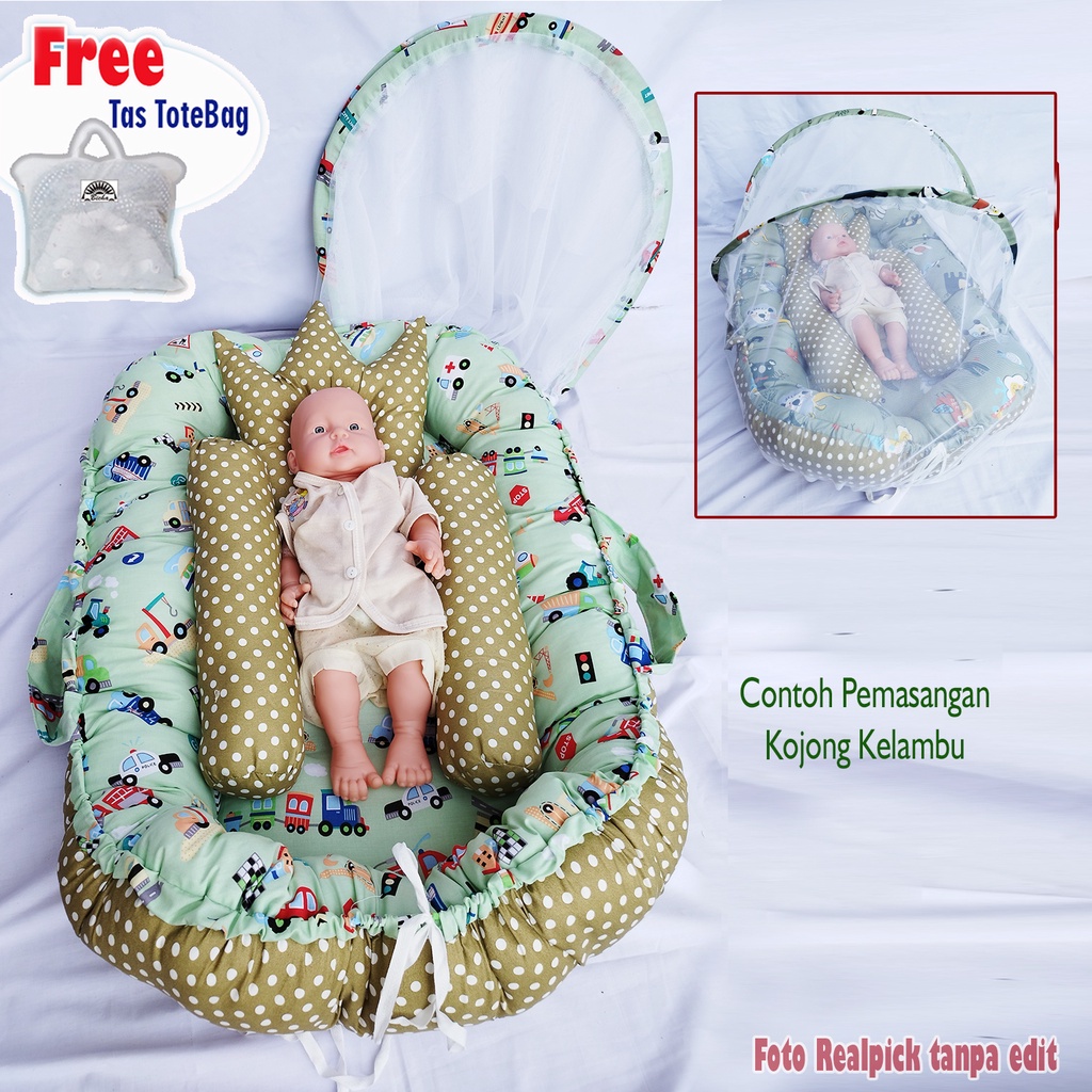 [Free Tas] Kasur Bayi Kelambu Murah Babynest Motif Bolak Balik