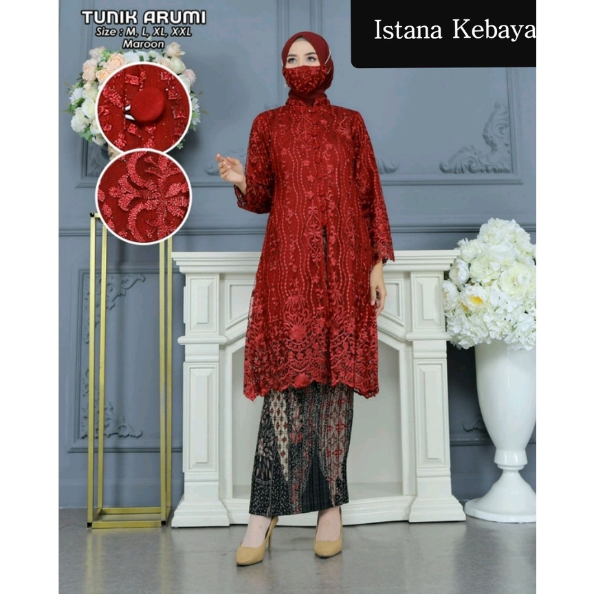 Ready Set Tunik Kancing depan Modern by Istana Kebaya//Kebaya Terbaru//Baju Kebaya/Kebaya Termurah/Kebaya Pesta Terbaru/baju kebaya/pakaian wanita//pakaian tradisional/set kebaya