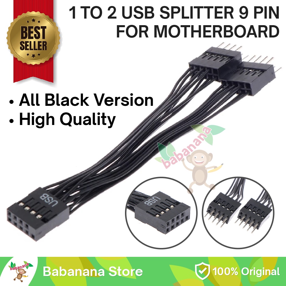 Kabel Extension Splitter USB 9 pin Motherboard 1 Female to 2 Male AIO