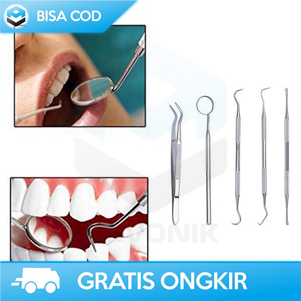 DENTAL CARE ALAT PERAWATAN GIGI 5 IN 1 KACA MULUT BIUTTE.CO STAINLESS