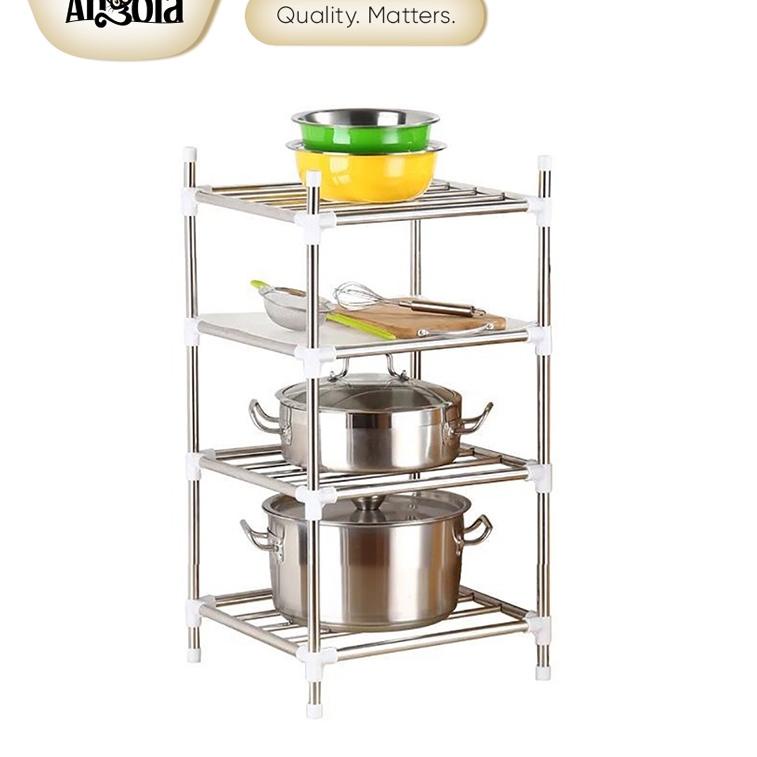 TERBARU Angola Rak Dapur E15/E26 Rak Kamar Mandi Tempat Panci Rak Penyimpanan Rak Peralatan Dapur Be