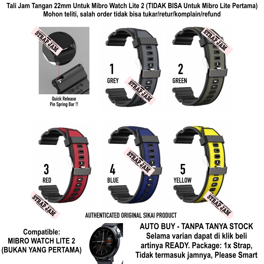 SIKAI Attitude Strap Mibro Watch Lite 2 - Tali Jam Tangan 22mm Rubber Kualitas Tinggi