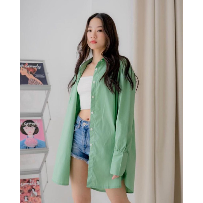 Kemeja Oversized Wanita Kalena / Kemeja Korea Oversize Wanita Kalena Shirt