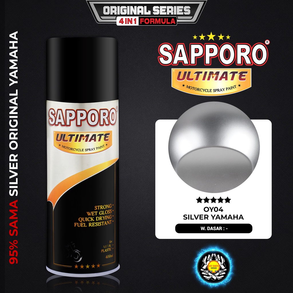 SAPPORO ULTIMATE OY04 SILVER YAMAHA ORIGINAL 4 IN 1 CAT SEMPROT 400 ML CAT MOTOR AEROSOL PYLOX PREST