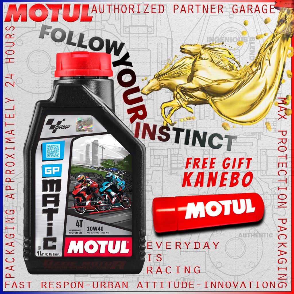 MOTUL GP MATIC &amp; GP POWER SERIES 10W40 1L OLI MOTOR MATIC &amp; MANUAL 4T IMPORT ORIGINAL 100% BONUS GANTUNGAN KUNCI atau KANEBO (𝙁𝙧𝙚𝙚 𝙎𝙩𝙞𝙘𝙠𝙚𝙧)