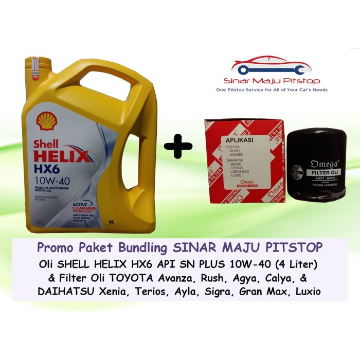 Paket SHELL HELIX HX6 10W-40 & Filter Oli Mobil TOYOTA AVANZA & RUSH ORIGINAL