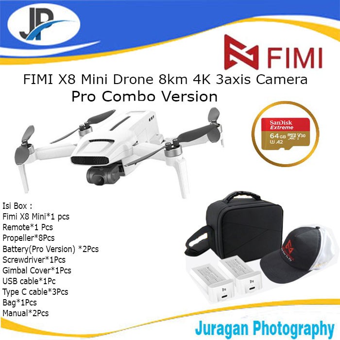 FIMI X8 Mini Drone 8km 4K 3axis Camera - PRO COMBO VERSION