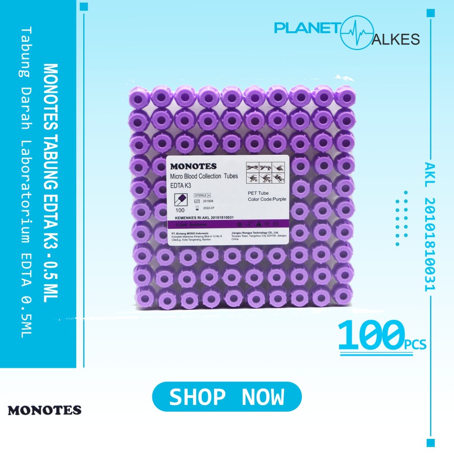 Tabung EDTA 0,5ml  MONOTES Vacutainer Microtube EDTA 0.5ml isi 100 Pcs